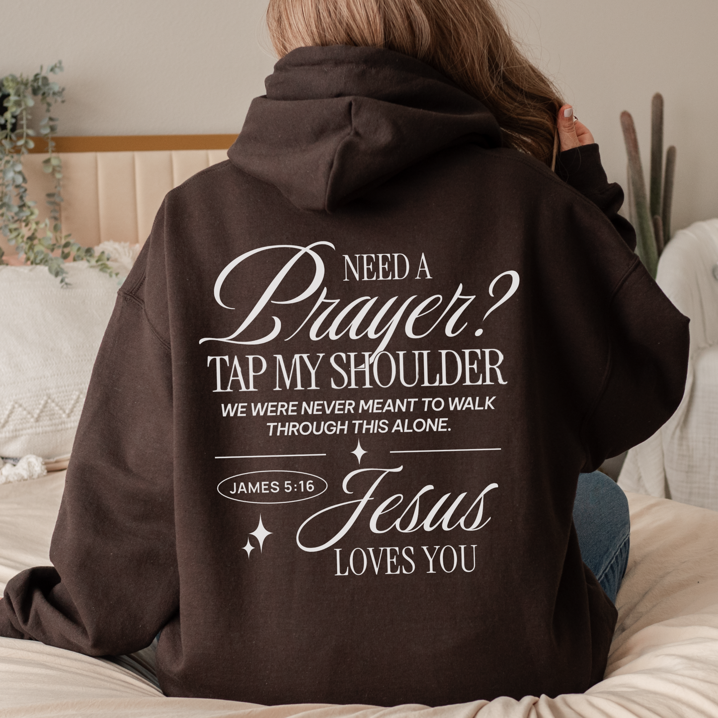 Need a Prayer? Tap my Shoulder - Faith Based Sweatshirt - James 5:16 Bible Verse crewneck - Baptism gift - Mission Trip Hoodie