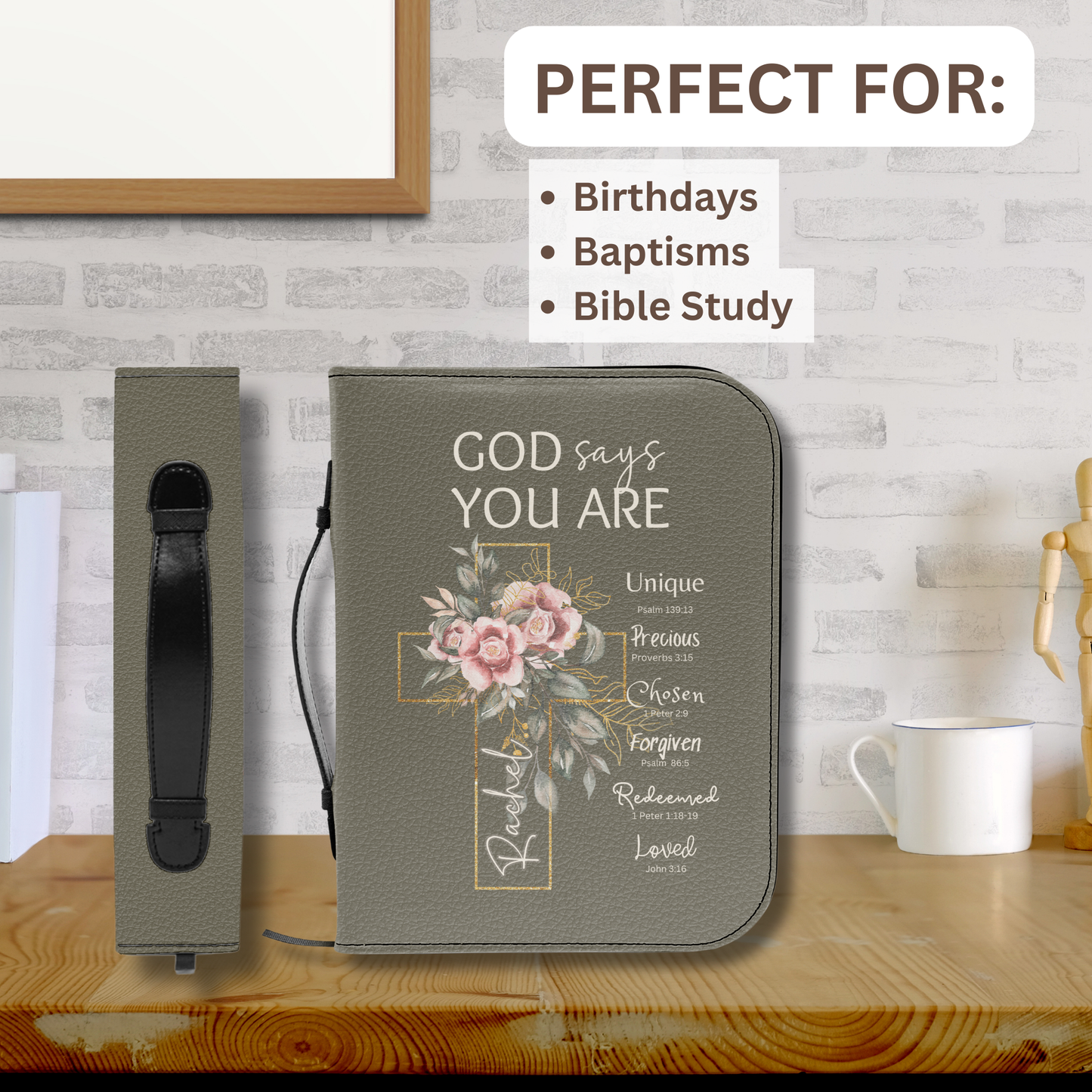 Personalized Bible Cover for Women - God Says You Are Bible Case - Christian Birthday Gift Idea for Her - Bible Sleeve for Teen Baptism - First Communion Confirmation Gift