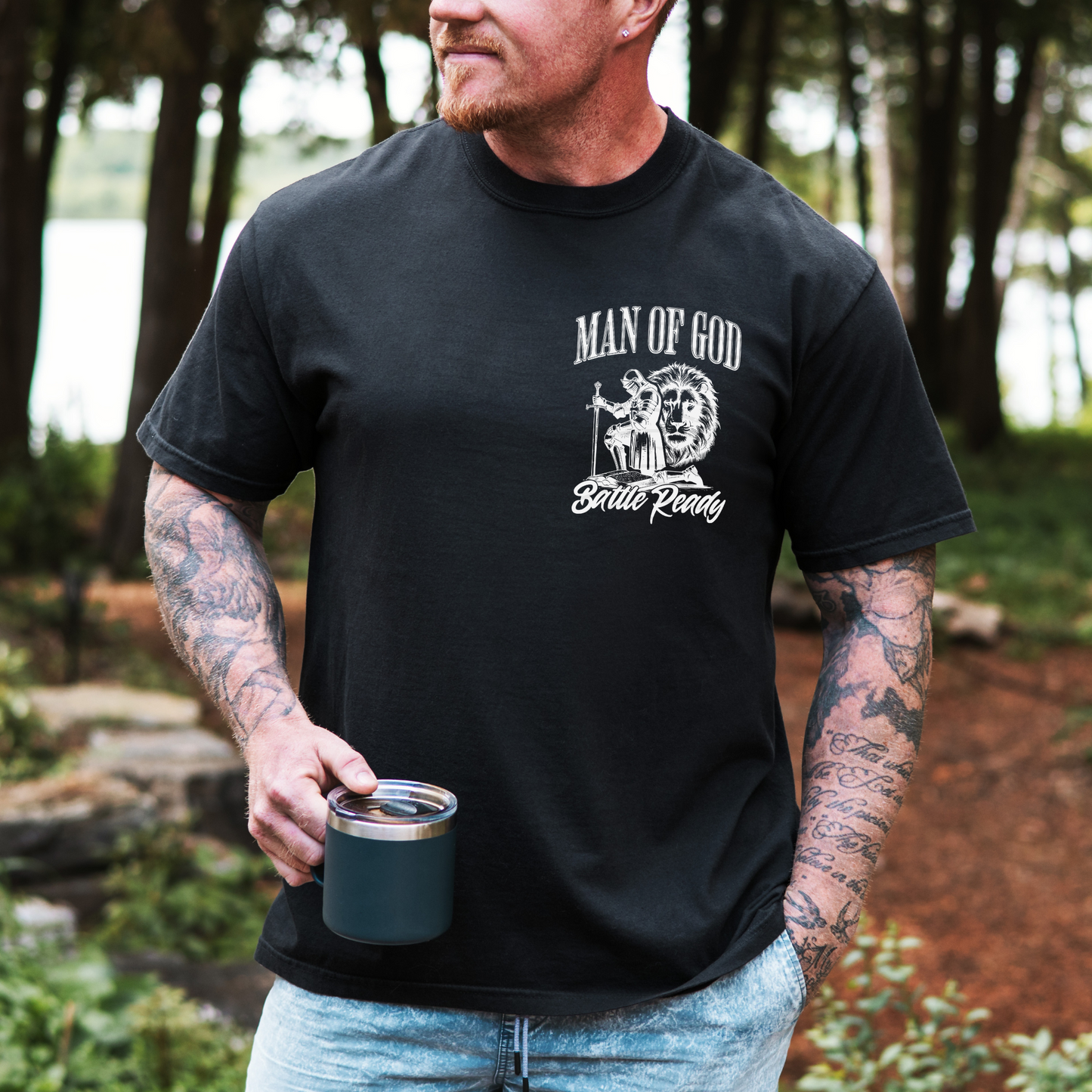Man of God Christian Comfort Colors T-shirt - Armor of God Bible Verse Graphic tee - Jesus Lion of Judah crewneck - Religious gift for Men - Christian clothing