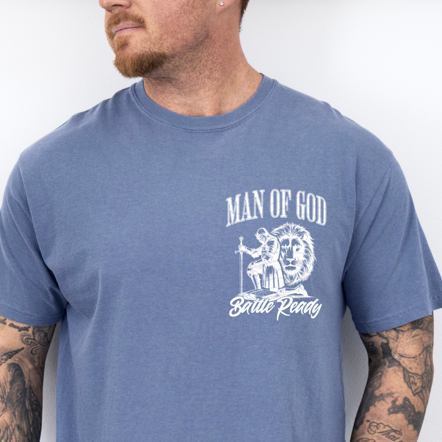 Man of God Christian Comfort Colors T-shirt - Armor of God Bible Verse Graphic tee - Jesus Lion of Judah crewneck - Religious gift for Men - Christian clothing