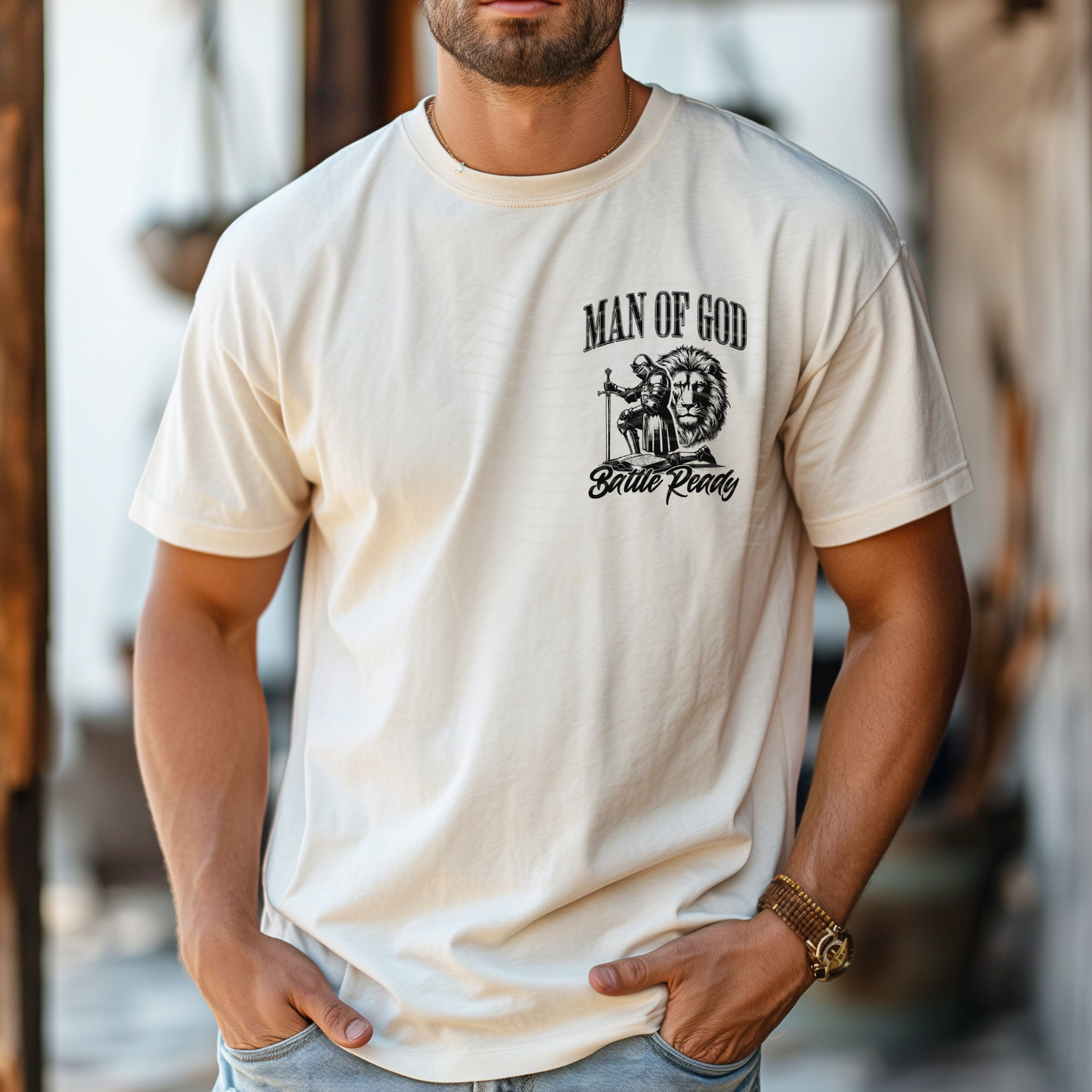 Man of God Christian Comfort Colors T-shirt - Armor of God Bible Verse Graphic tee - Jesus Lion of Judah crewneck - Religious gift for Men - Christian clothing