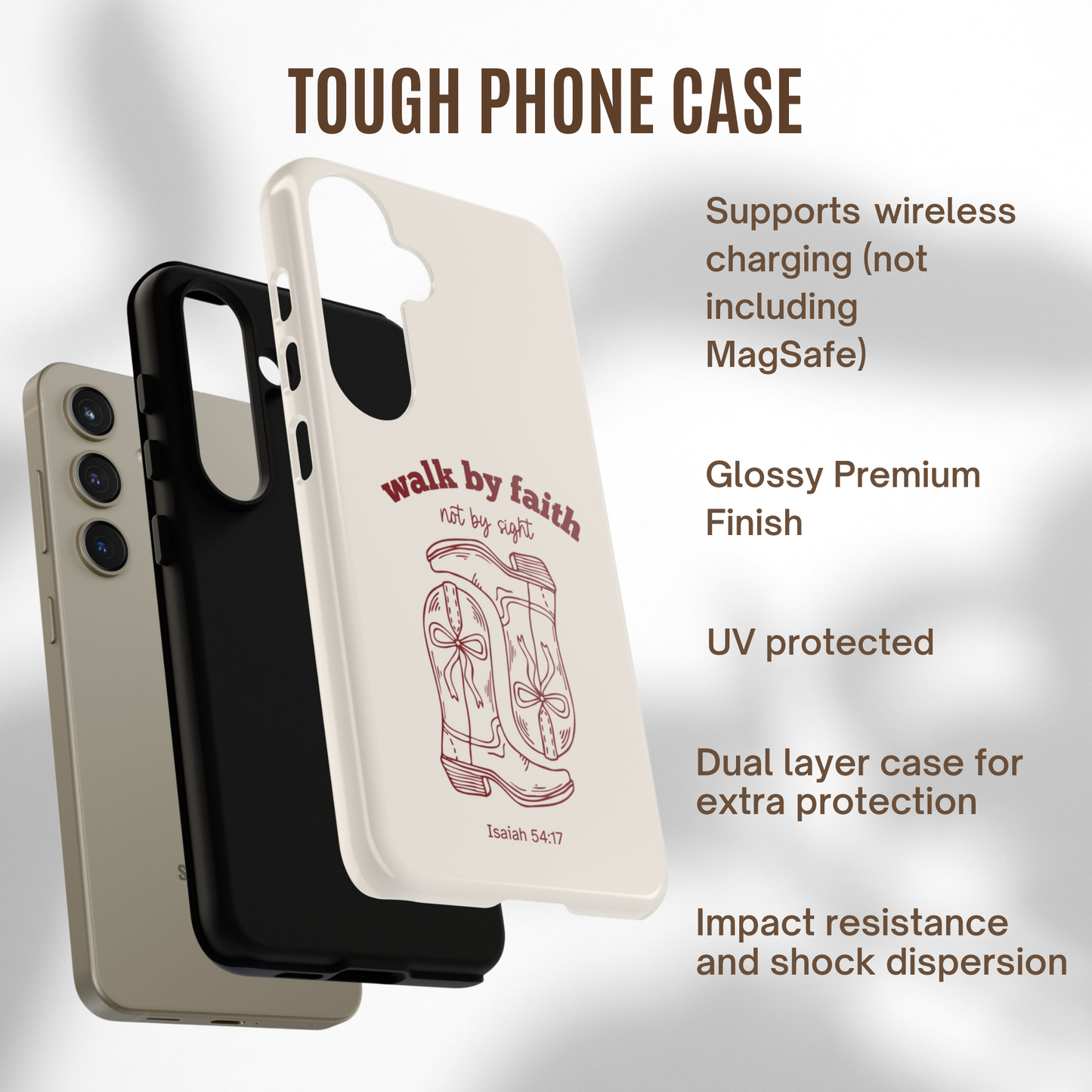 Christian Western Cowgirl Phone Case - Coquette Phone Cover Compatible with iPhone, Samsung and Google Pixel models.