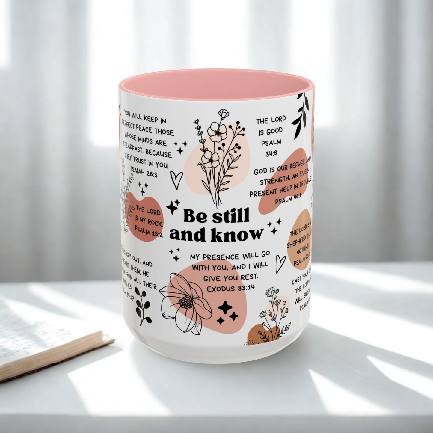 Be Still and Know Mug - Christian Affirmations Bible Verse Mug - Mental Health Gift for Overthinkers - Daily Reminders Mug