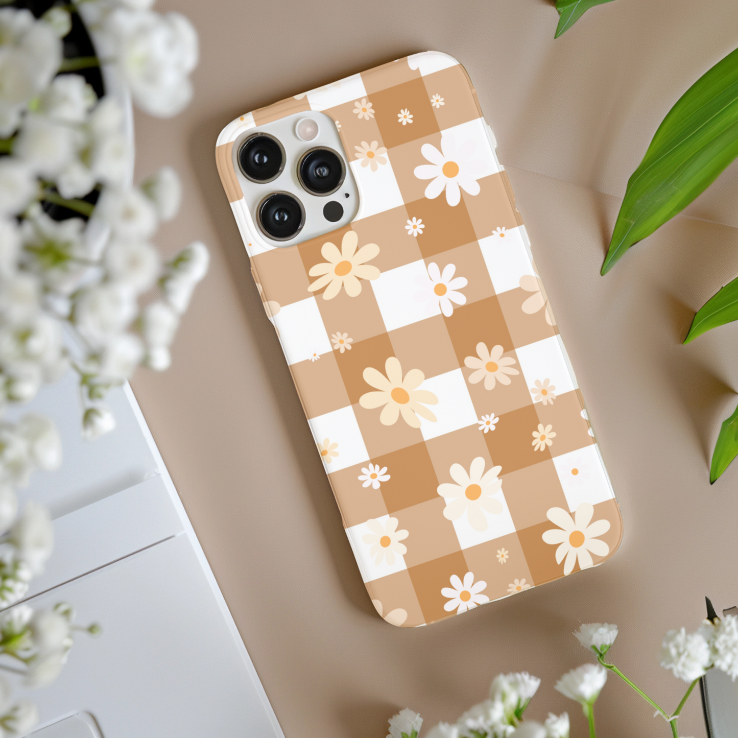 Tough Phone Case - Daisy Flowers Fall Preppy Autumn Gingham Cover Gift for Sister or Girl Friend