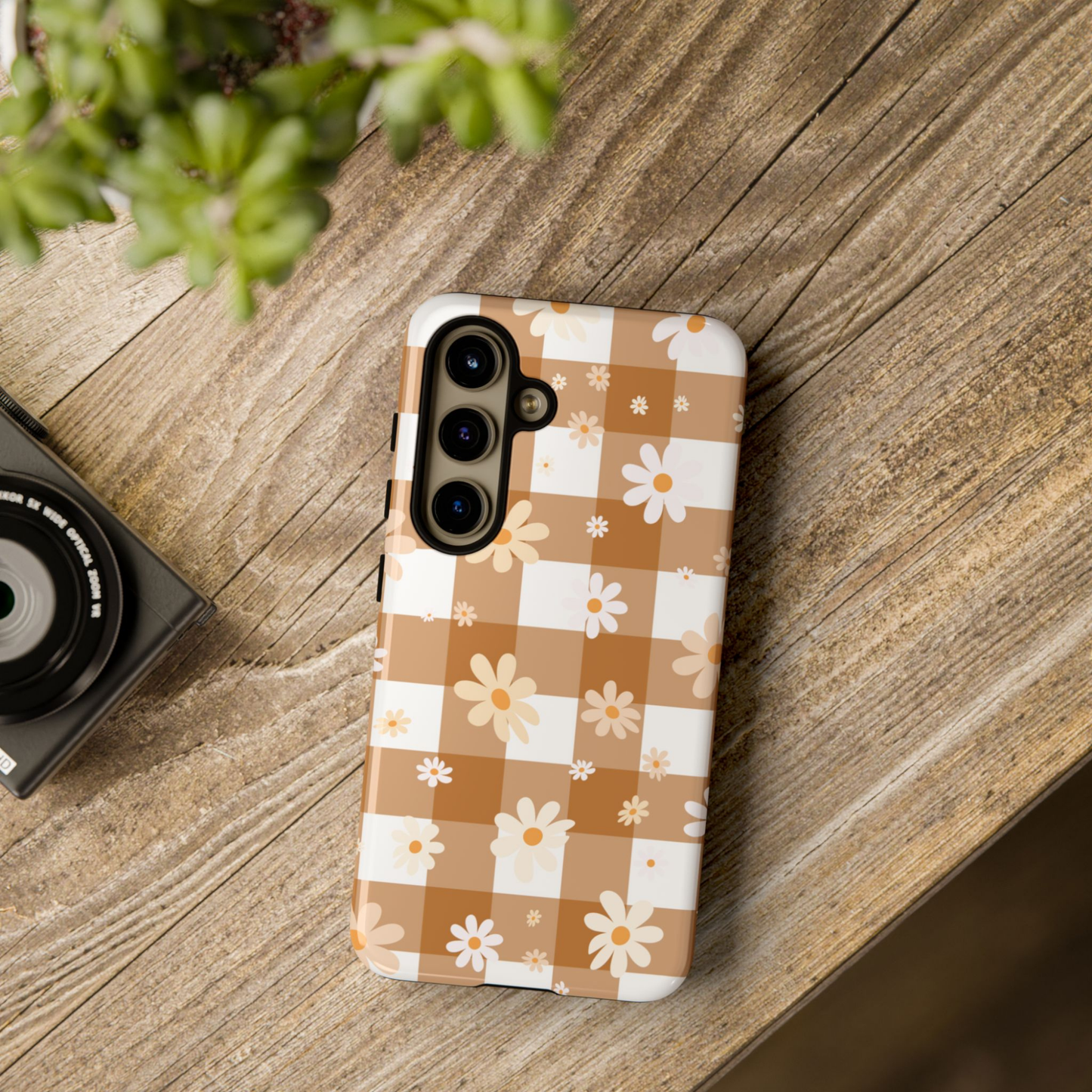 Tough Phone Case - Daisy Flowers Fall Preppy Autumn Gingham Cover Gift for Sister or Girl Friend