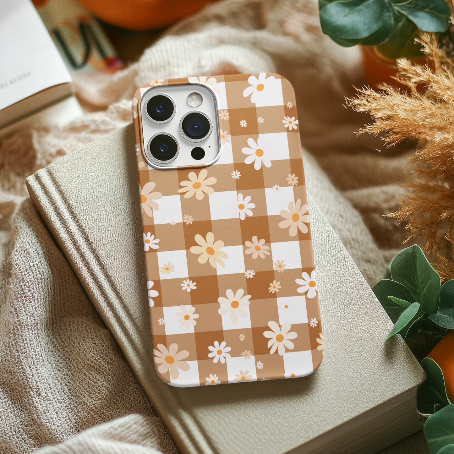 Tough Phone Case - Daisy Flowers Fall Preppy Autumn Gingham Cover Gift for Sister or Girl Friend