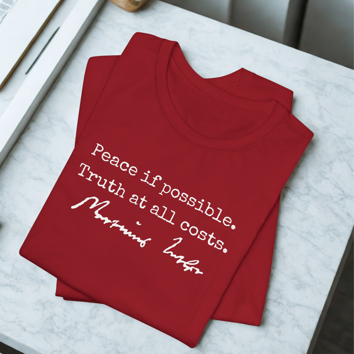 Martin Luther T-shirt Quote Peace if Possible Truth at All Costs - Protestant Shirt - Reformed Theology History Teacher Gift - Lutheran Reformation Day crewneck