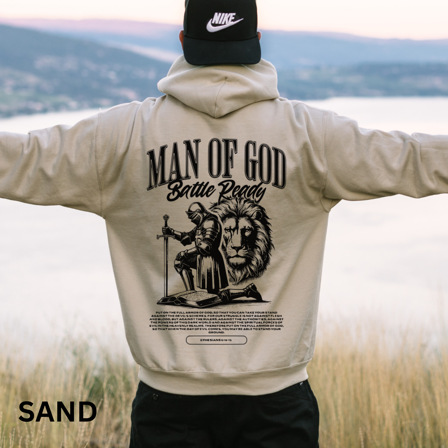 Man of God Hoodie and Sweatshirt - Armor of God Ephesians 6 Bible Verse Graphic tee - Religious gift for Men - Christian clothing