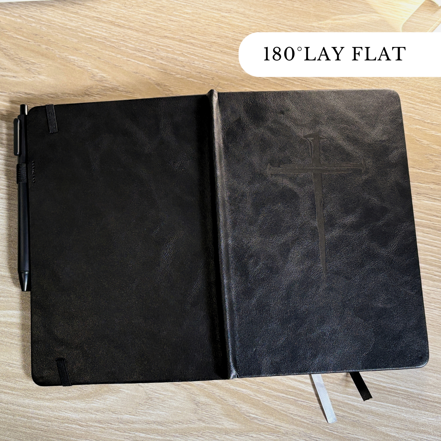 Custom Name Journal for Men - Engraved Nail Cross Bible Study Notebook - Christian Gift Ideas for Men