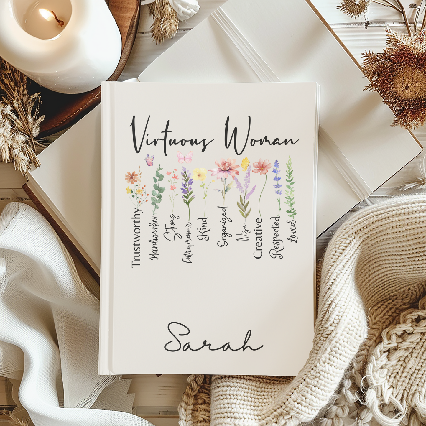Proverbs 31 Woman Personalized Christian Journal - Prayer Notebook - Best Friend Birthday Gift