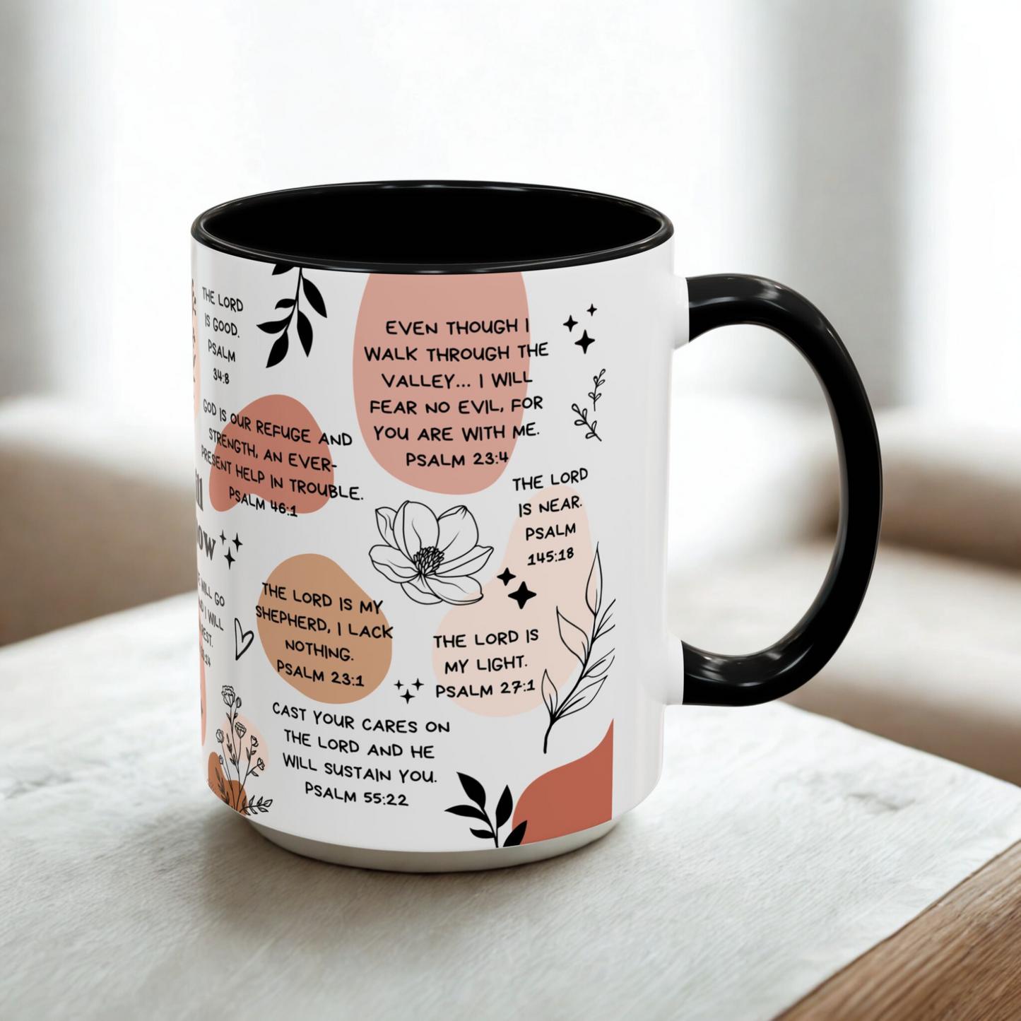 Be Still and Know Mug - Christian Affirmations Bible Verse Mug - Mental Health Gift for Overthinkers - Daily Reminders Mug