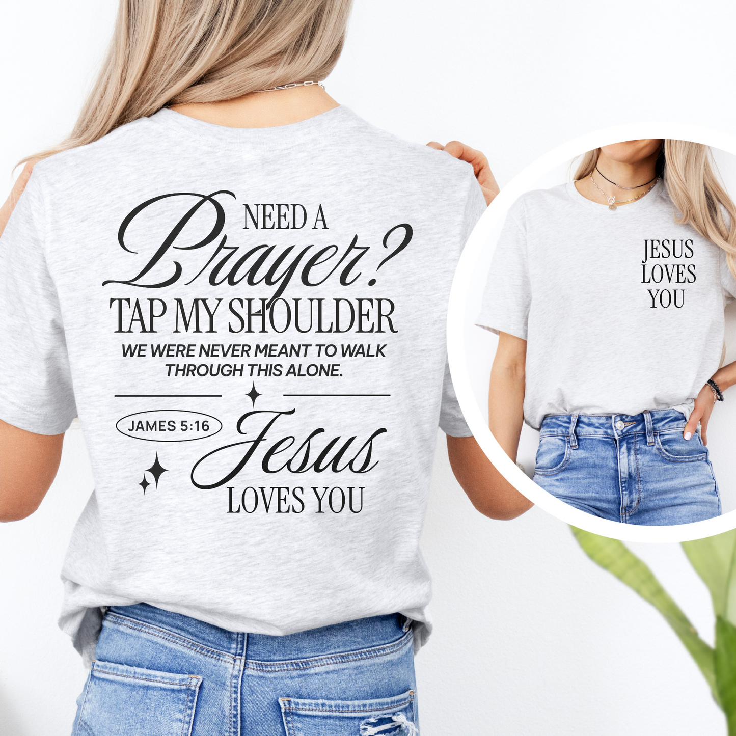 Need a Prayer? Tap my Shoulder - Faith Based Sweatshirt - James 5:16 Bible Verse crewneck - Baptism gift - Mission Trip Hoodie