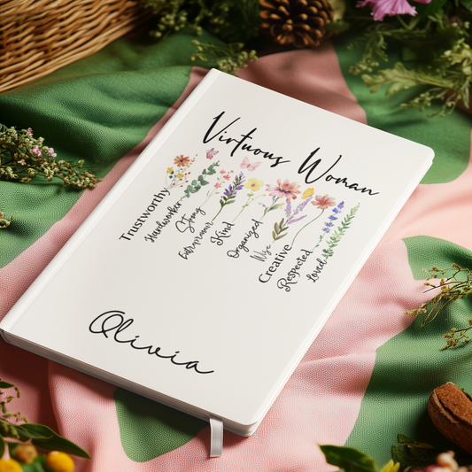 Proverbs 31 Woman Personalized Christian Journal - Prayer Notebook - Best Friend Birthday Gift
