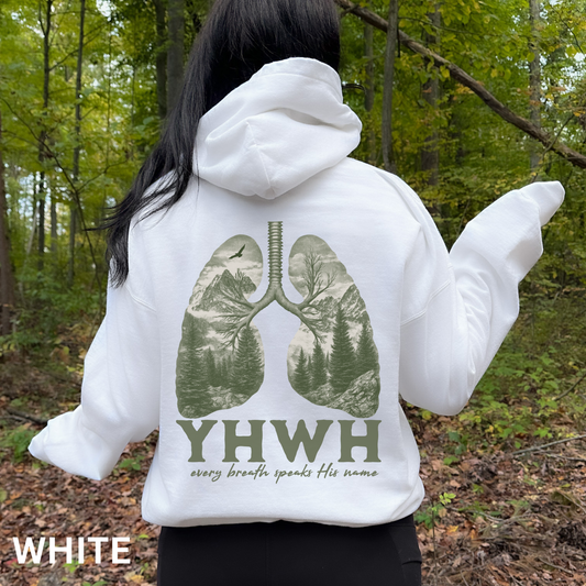 YHWH lungs Christian shirt Every breath speaks His name Bible verse Hebrew name of God hoodie religious gift Faith based Church apparel Mountains Lungs Yahweh