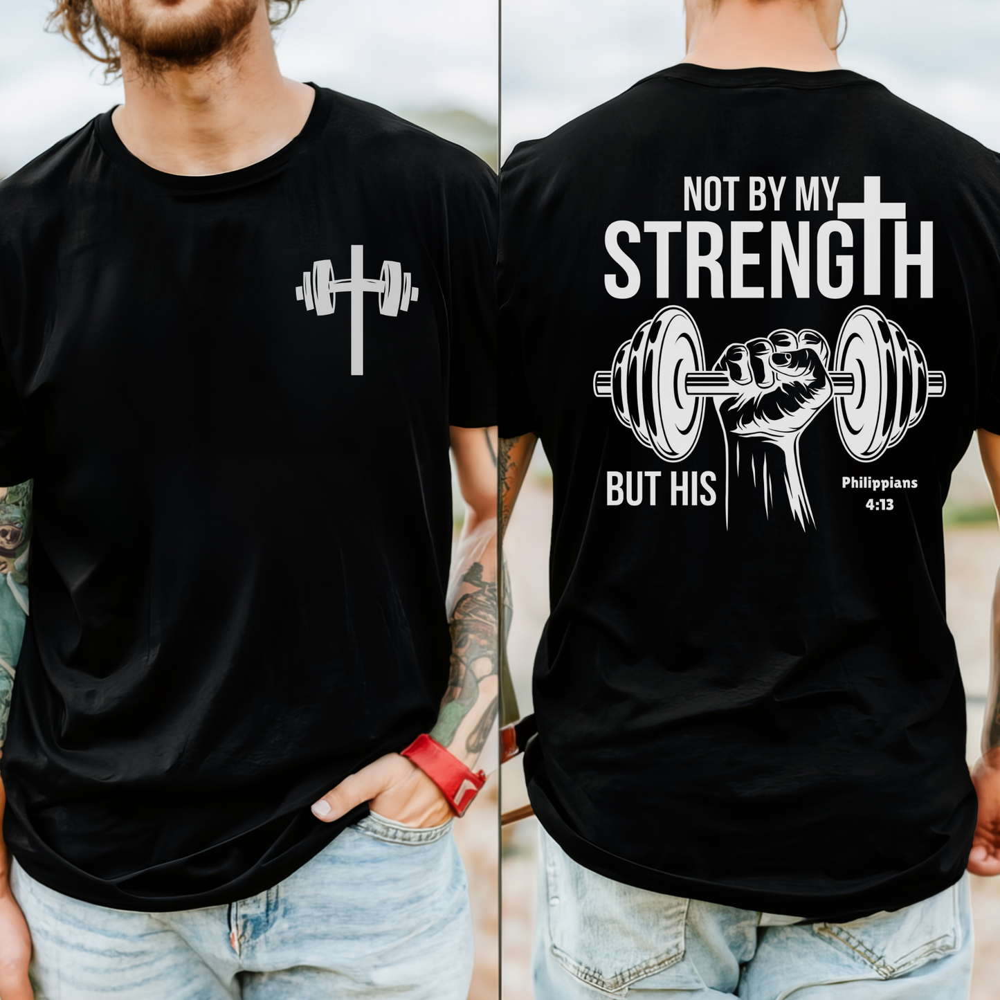 Christian Gym Shirt - Bible Verse graphic tee - Religious gift for Man - Weightlifting pump cover - Husband birthday present
