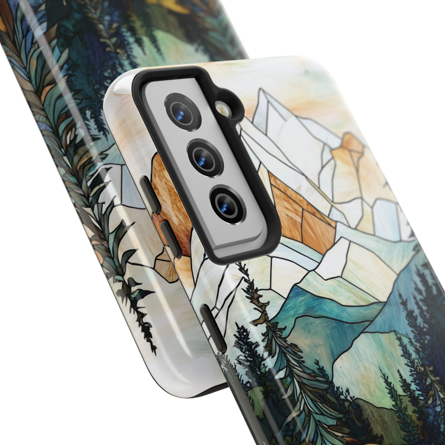 Nature Lover Phone Case - Stained Glass Bible Verse Phone cover - Faith can move Mountains Protective Case- Holiday Christian Gift