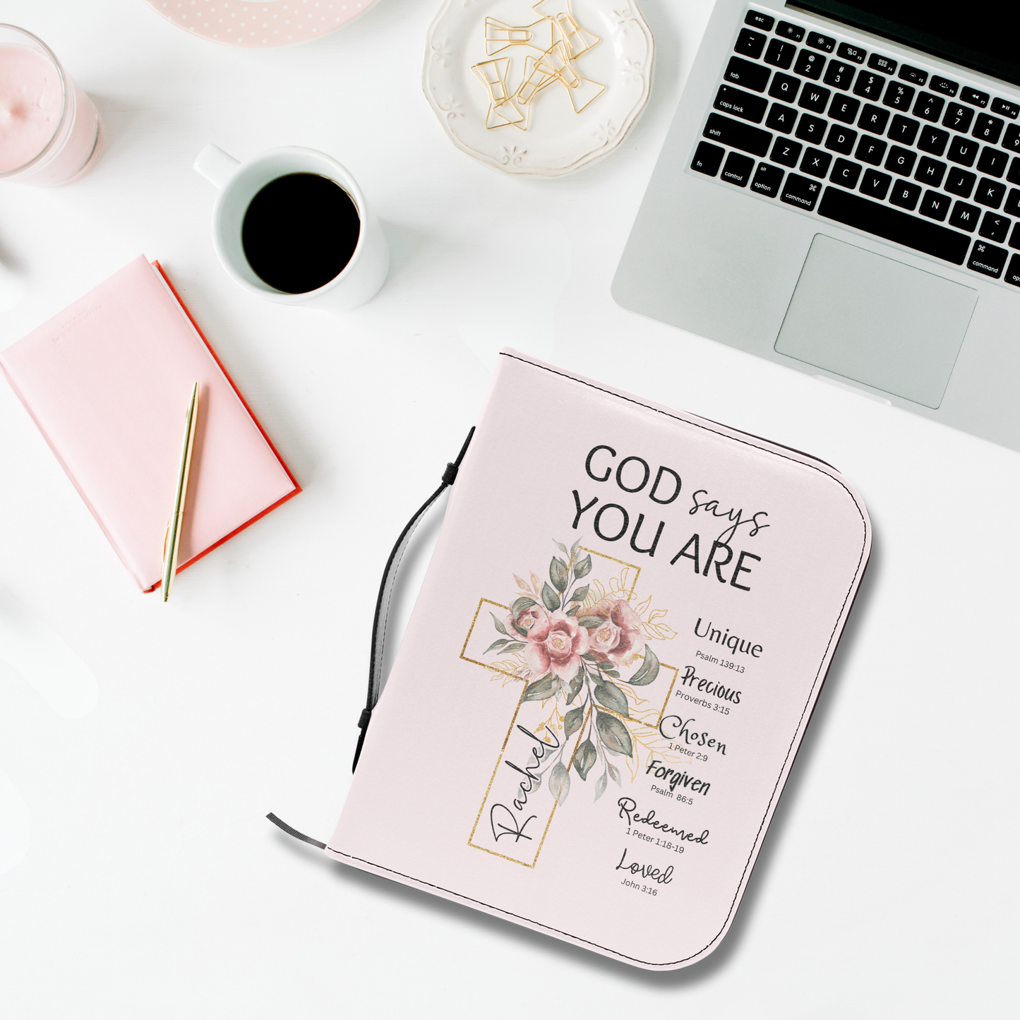 Personalized Bible Cover for Women - God Says You Are Bible Case - Christian Birthday Gift Idea for Her - Bible Sleeve for Teen Baptism - First Communion Confirmation Gift