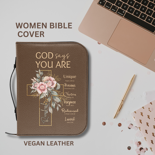 Personalized Bible Cover for Women - God Says You Are Bible Case - Christian Birthday Gift Idea for Her - Bible Sleeve for Teen Baptism - First Communion Confirmation Gift