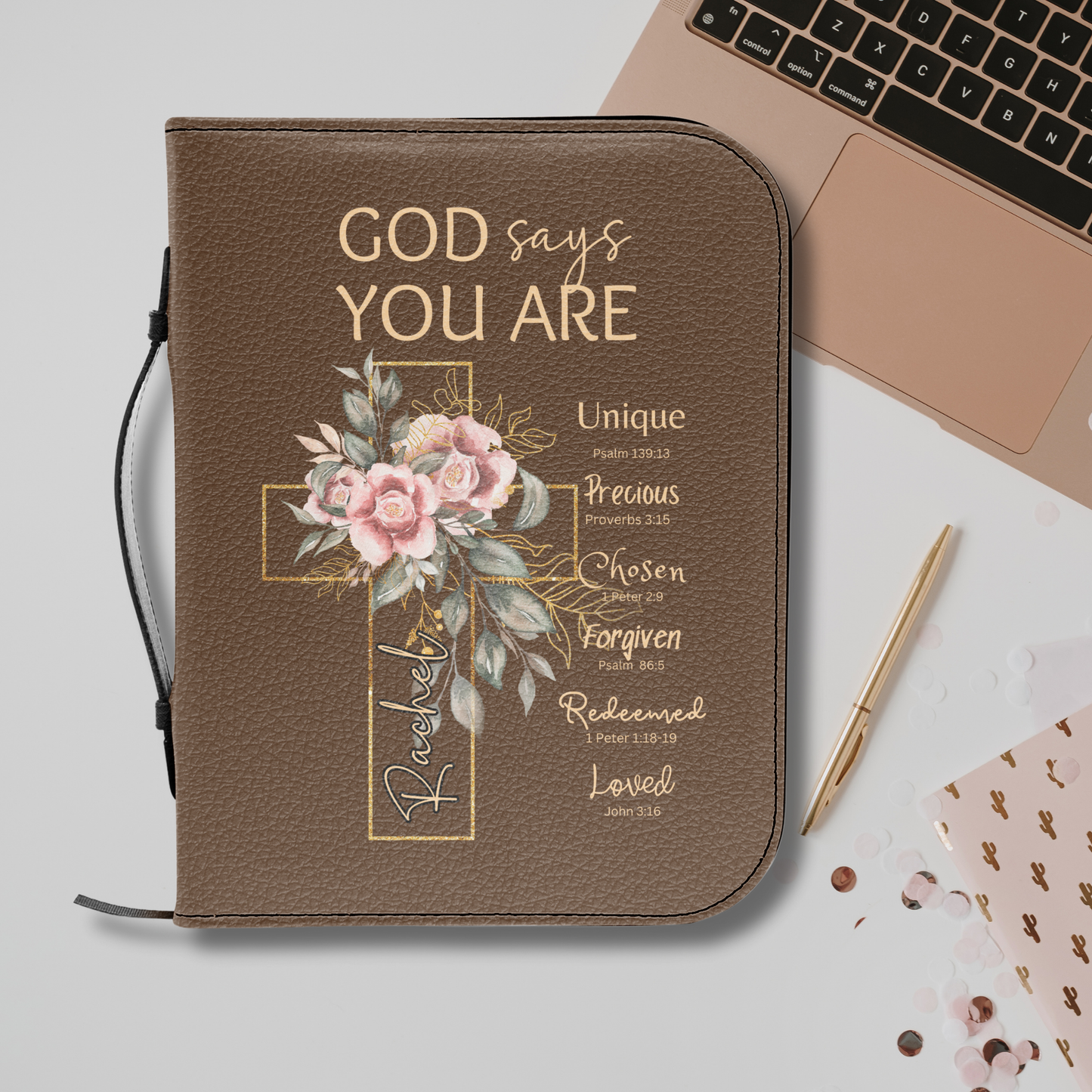 Personalized Bible Cover for Women - God Says You Are Bible Case - Christian Birthday Gift Idea for Her - Bible Sleeve for Teen Baptism - First Communion Confirmation Gift