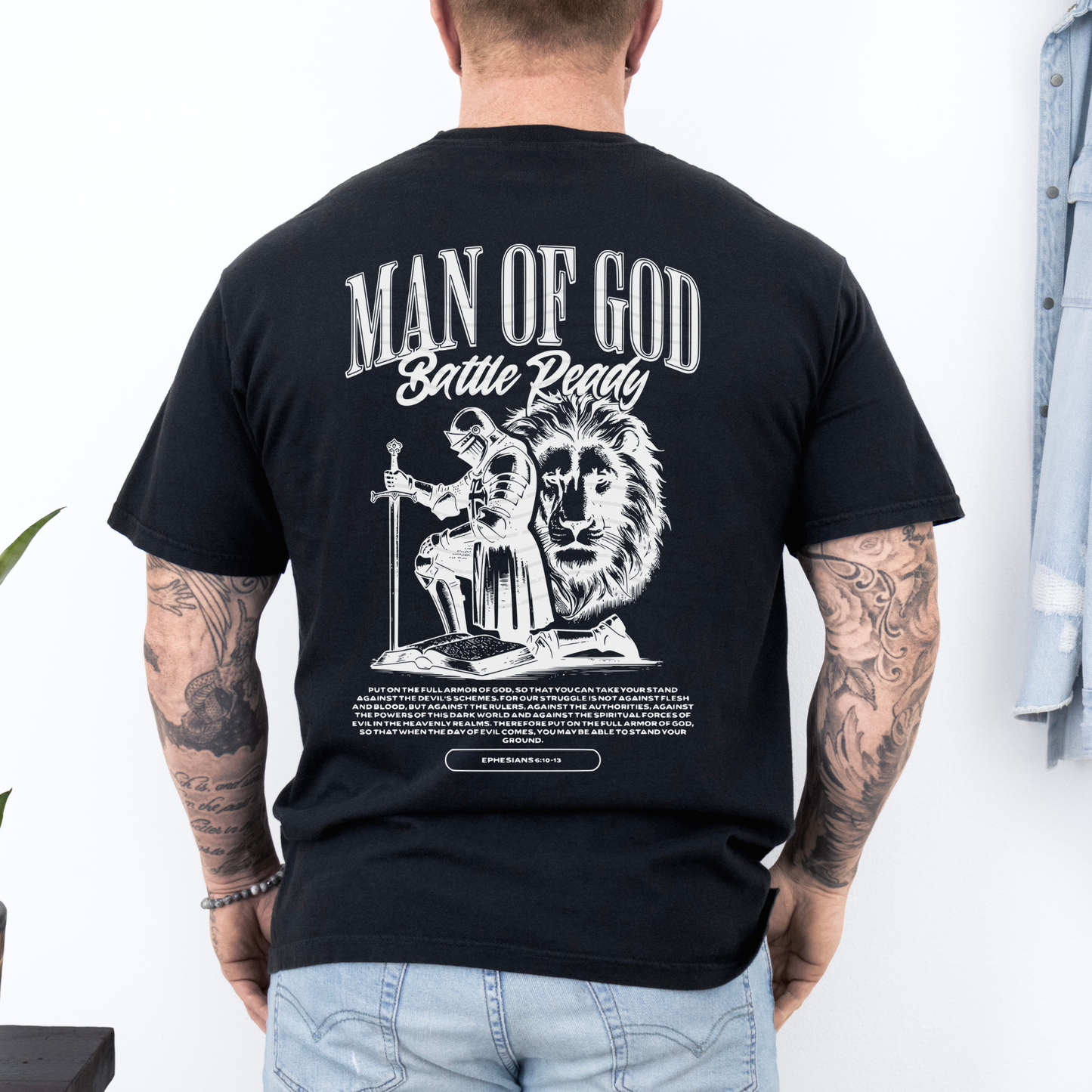 Man of God Christian Comfort Colors T-shirt - Armor of God Bible Verse Graphic tee - Jesus Lion of Judah crewneck - Religious gift for Men - Christian clothing