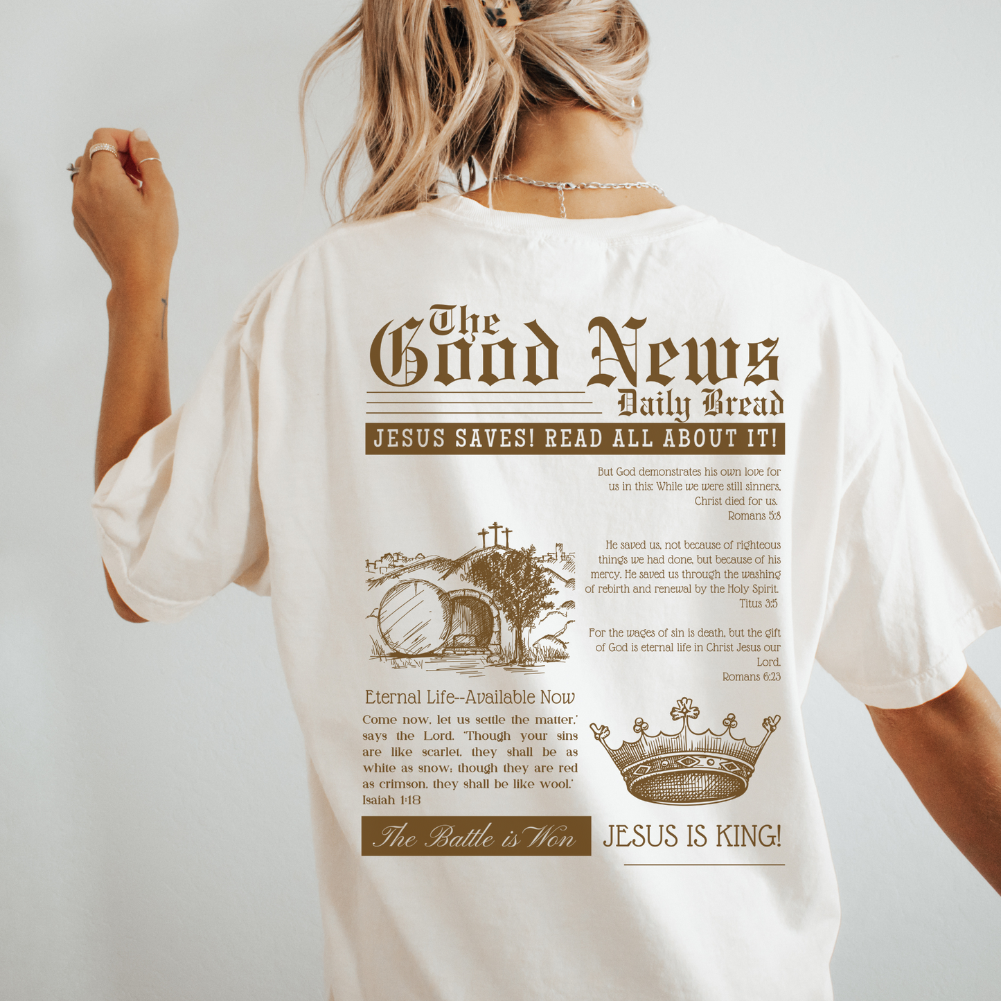 Good News He is Risen Christian Shirt for Women - Jesus tee Christian gift - Bible Verse crewneck