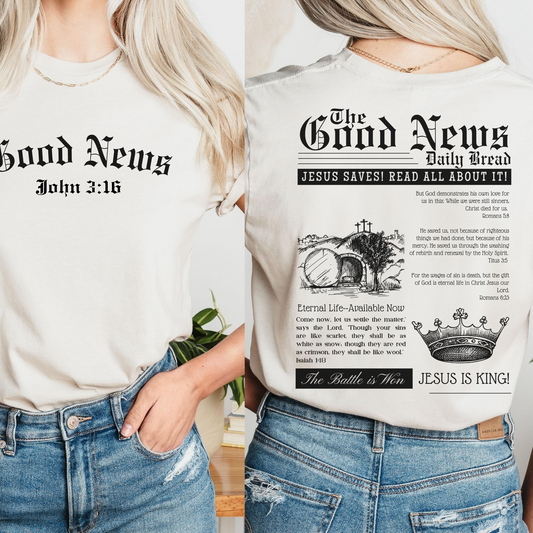 Good News He is Risen Christian Shirt for Women - Jesus tee Christian gift - Bible Verse crewneck