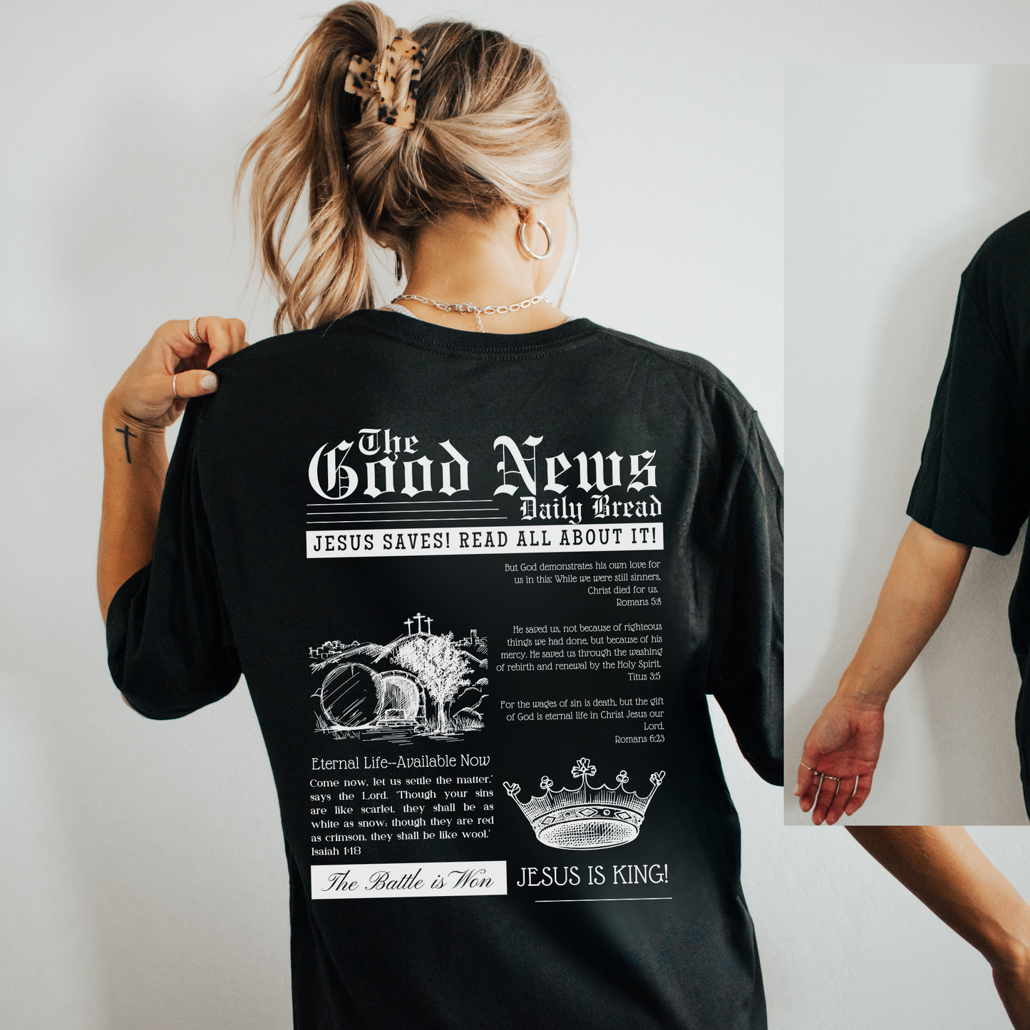 Good News He is Risen Christian Shirt for Women - Jesus tee Christian gift - Bible Verse crewneck