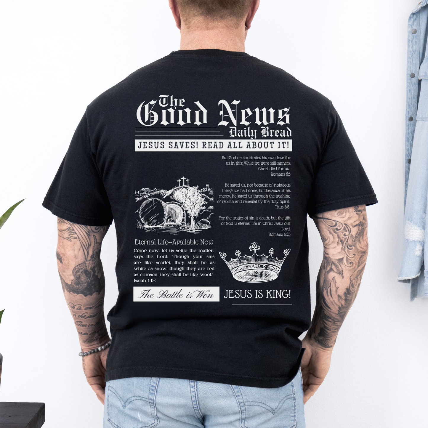 Good News He is Risen Christian Shirt for Women - Jesus tee Christian gift - Bible Verse crewneck