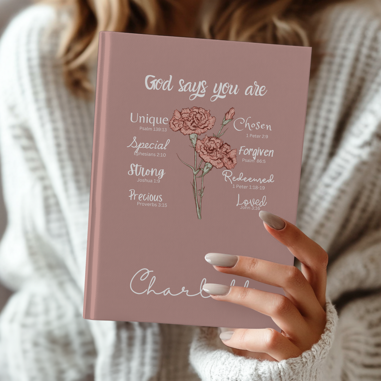 Personalized Journal God says You are - Custom Birth Month Flower Religious Notebook - Best Friend Birthday Gift