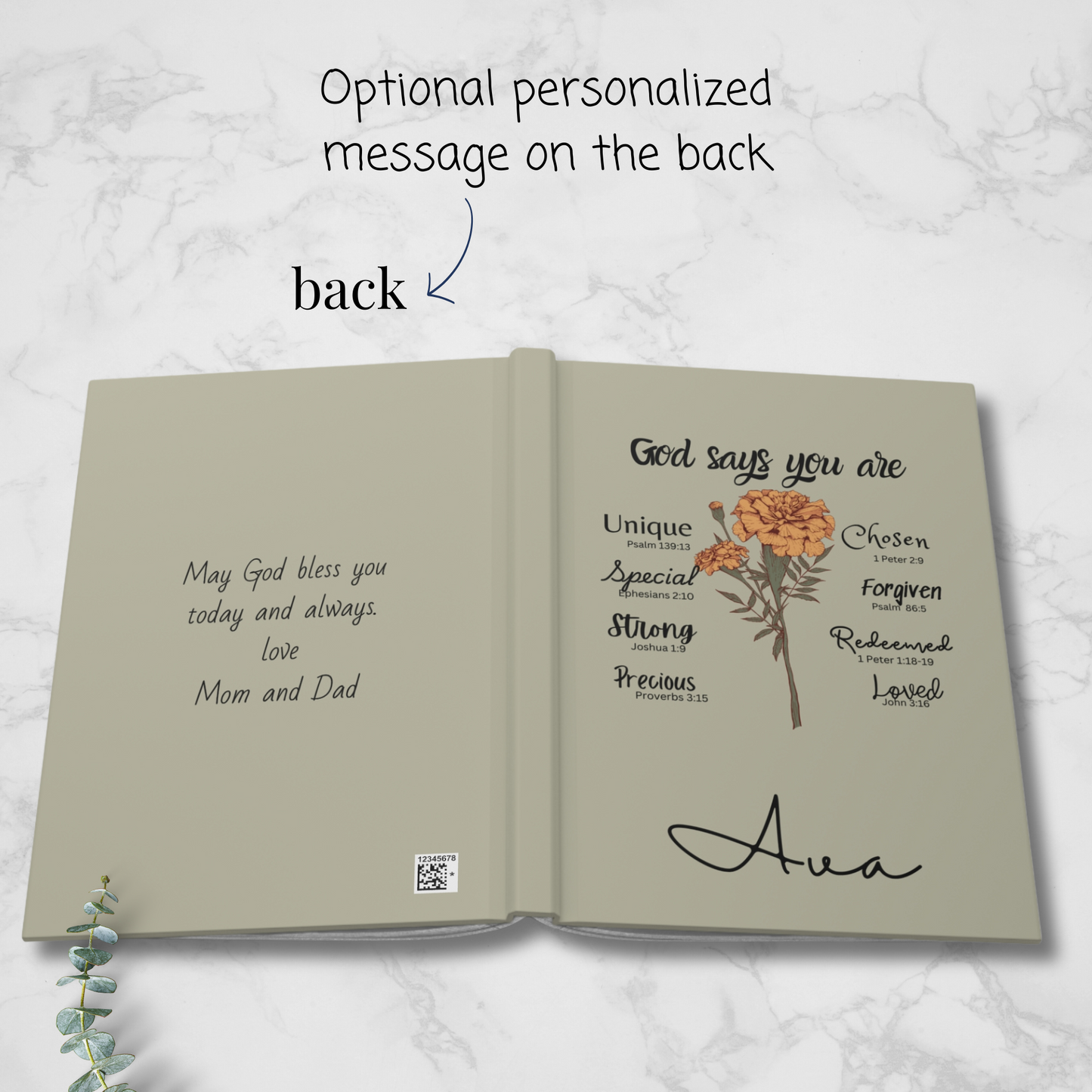 Personalized Journal God says You are - Custom Birth Month Flower Religious Notebook - Best Friend Birthday Gift