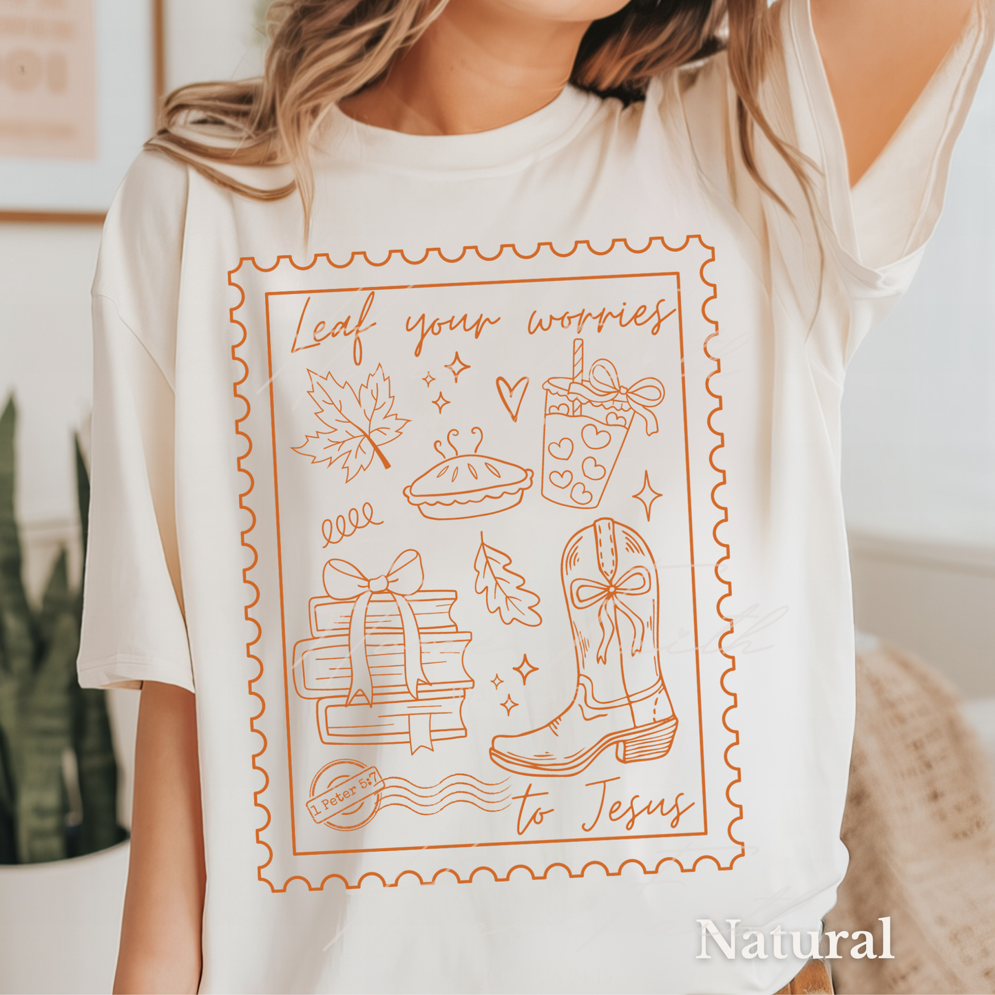 Christian Fall Shirt Leaf your Worries to Jesus| Pumpkin Season Tee | Bible Verse crewneck | Autumn Jesus T-shirt | Mental Health gift for Friendsgiving or Birthday | Fall Church Apparel