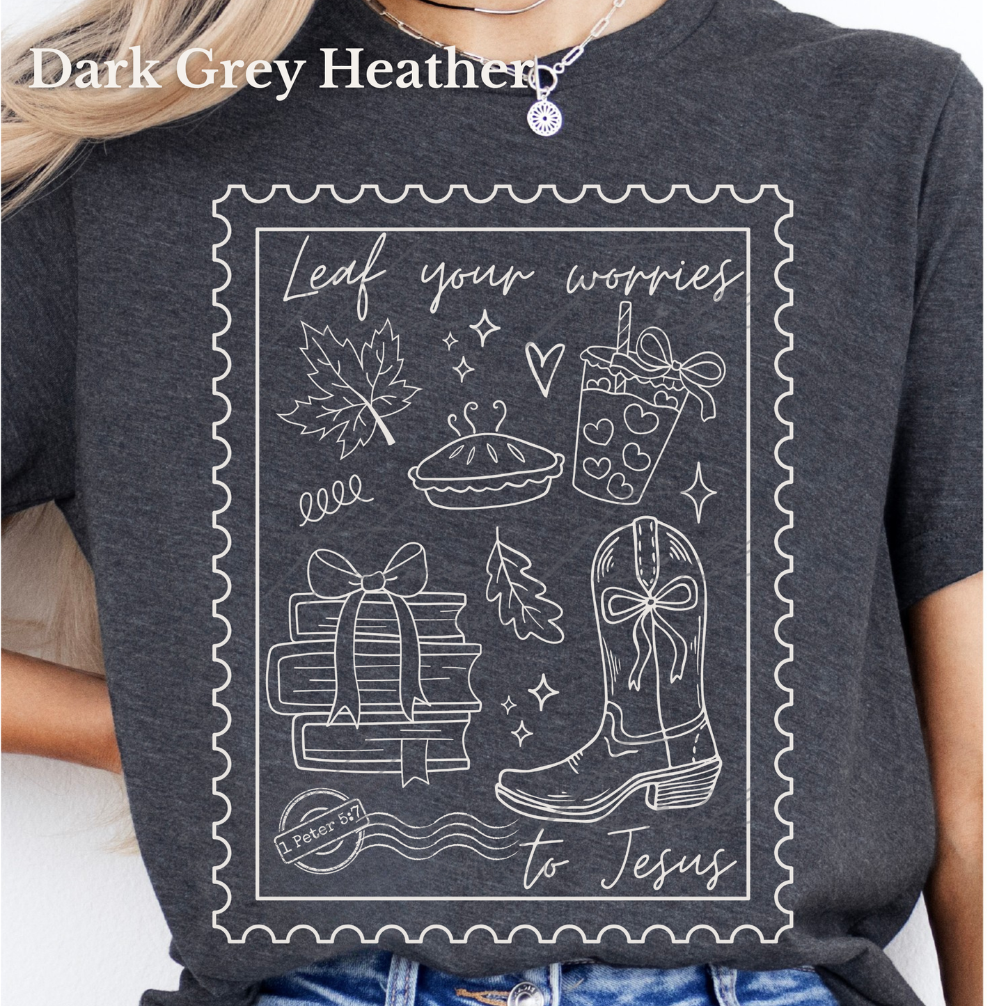 Christian Fall Shirt Leaf your Worries to Jesus| Pumpkin Season Tee | Bible Verse crewneck | Autumn Jesus T-shirt | Mental Health gift for Friendsgiving or Birthday | Fall Church Apparel