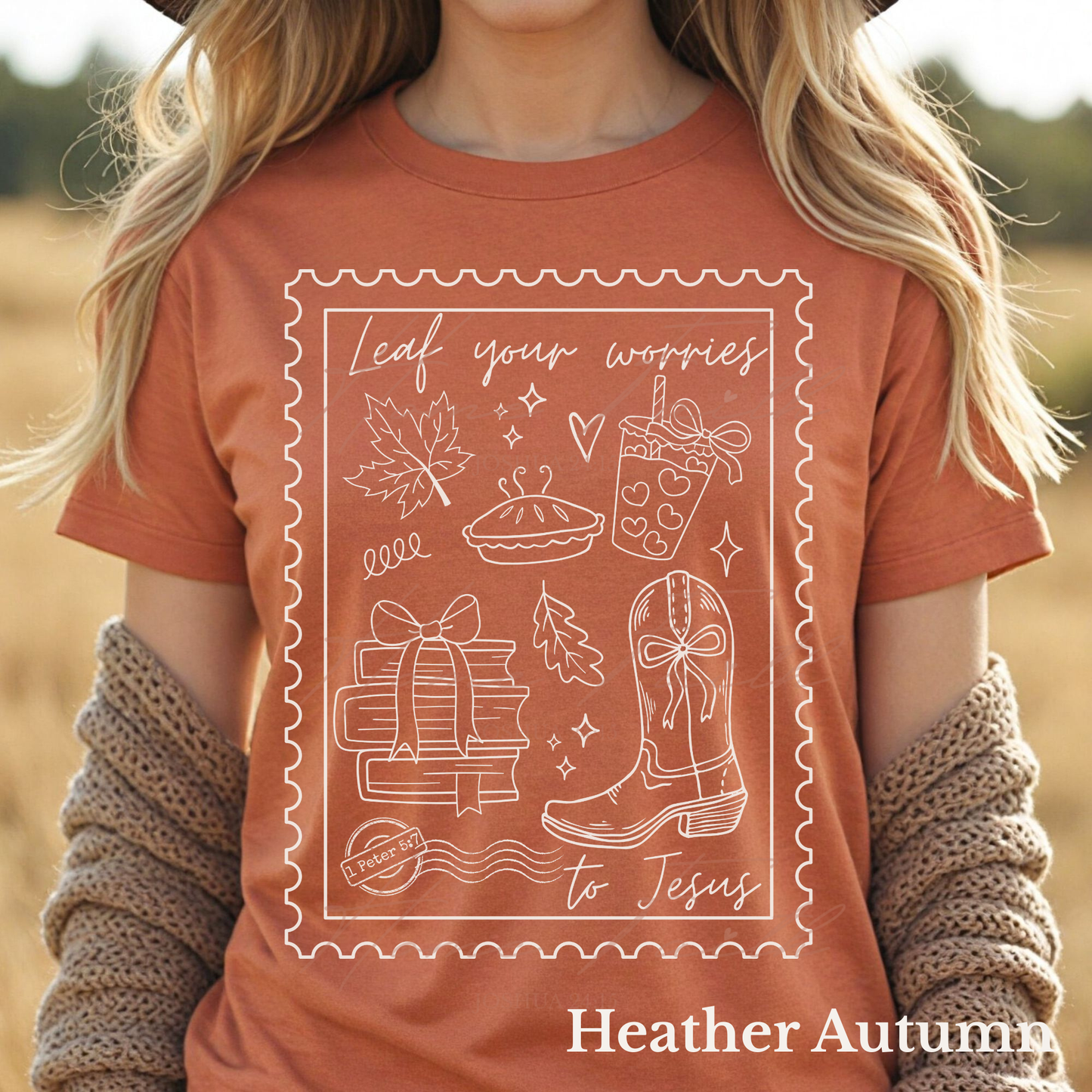 Christian Fall Shirt Leaf your Worries to Jesus| Pumpkin Season Tee | Bible Verse crewneck | Autumn Jesus T-shirt | Mental Health gift for Friendsgiving or Birthday | Fall Church Apparel