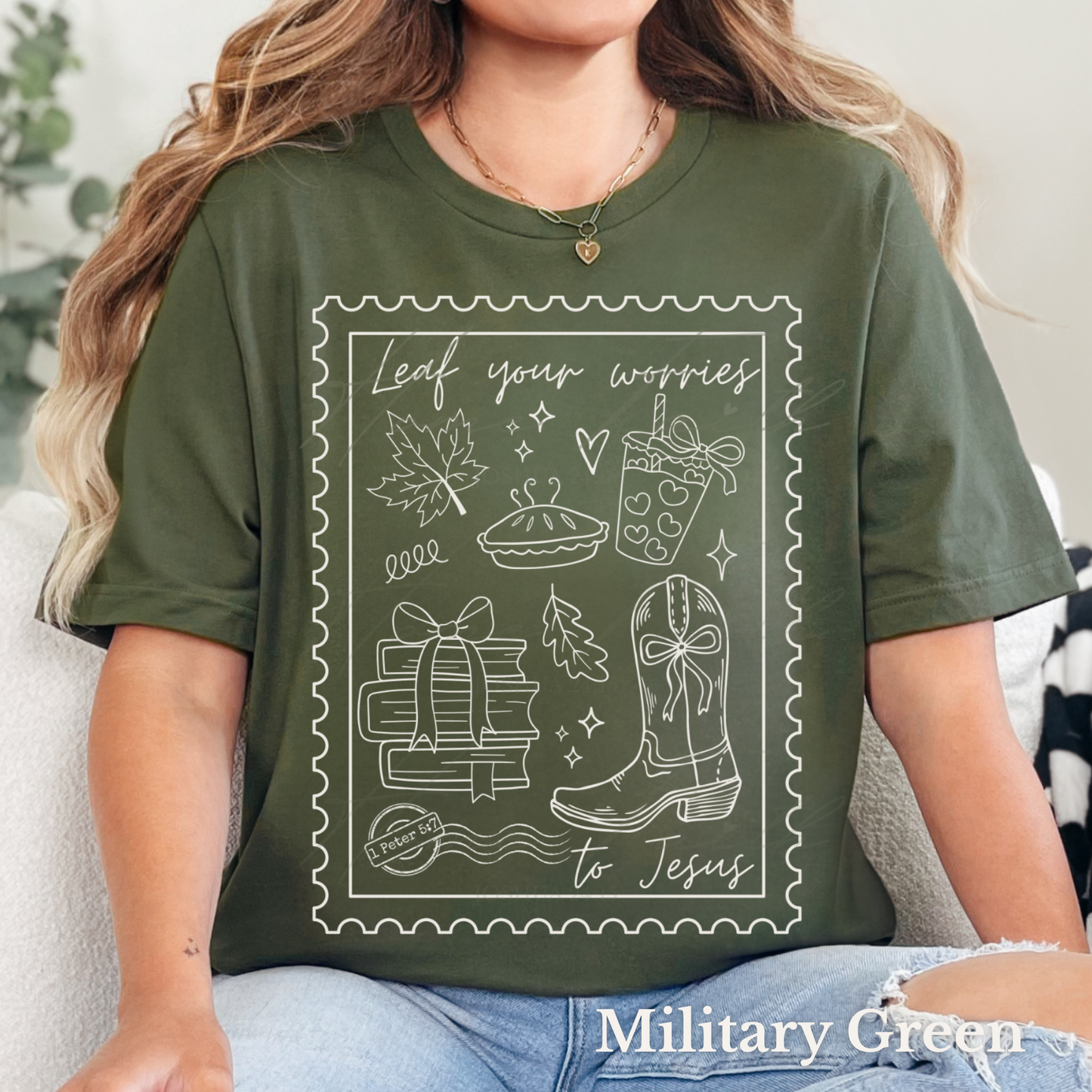 Christian Fall Shirt Leaf your Worries to Jesus| Pumpkin Season Tee | Bible Verse crewneck | Autumn Jesus T-shirt | Mental Health gift for Friendsgiving or Birthday | Fall Church Apparel