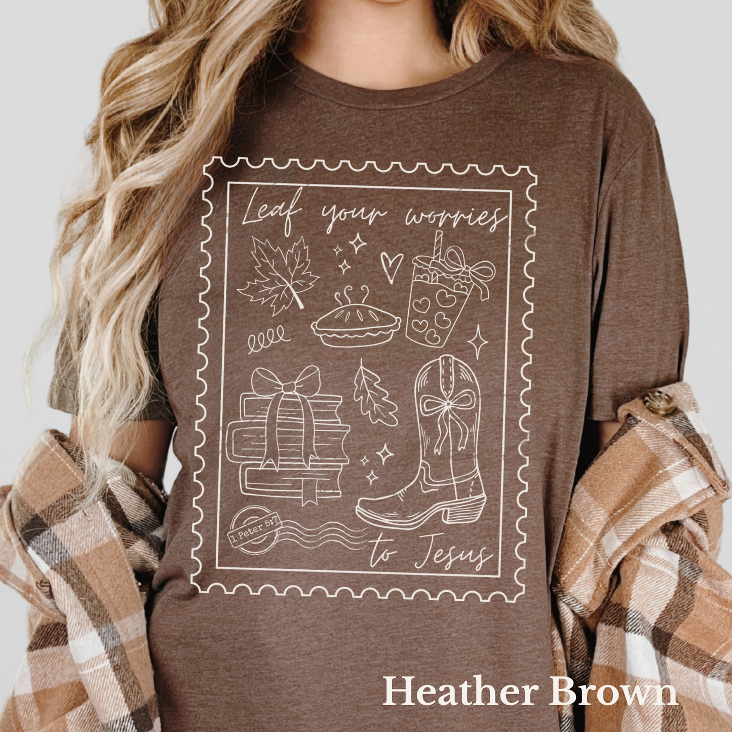 Christian Fall Shirt Leaf your Worries to Jesus| Pumpkin Season Tee | Bible Verse crewneck | Autumn Jesus T-shirt | Mental Health gift for Friendsgiving or Birthday | Fall Church Apparel