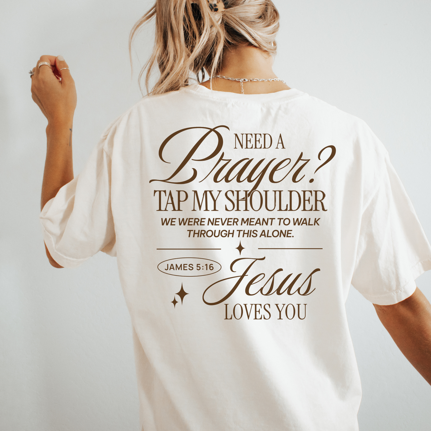 Need a Prayer? Tap my Shoulder - Faith Based Sweatshirt - James 5:16 Bible Verse crewneck - Baptism gift - Mission Trip Hoodie