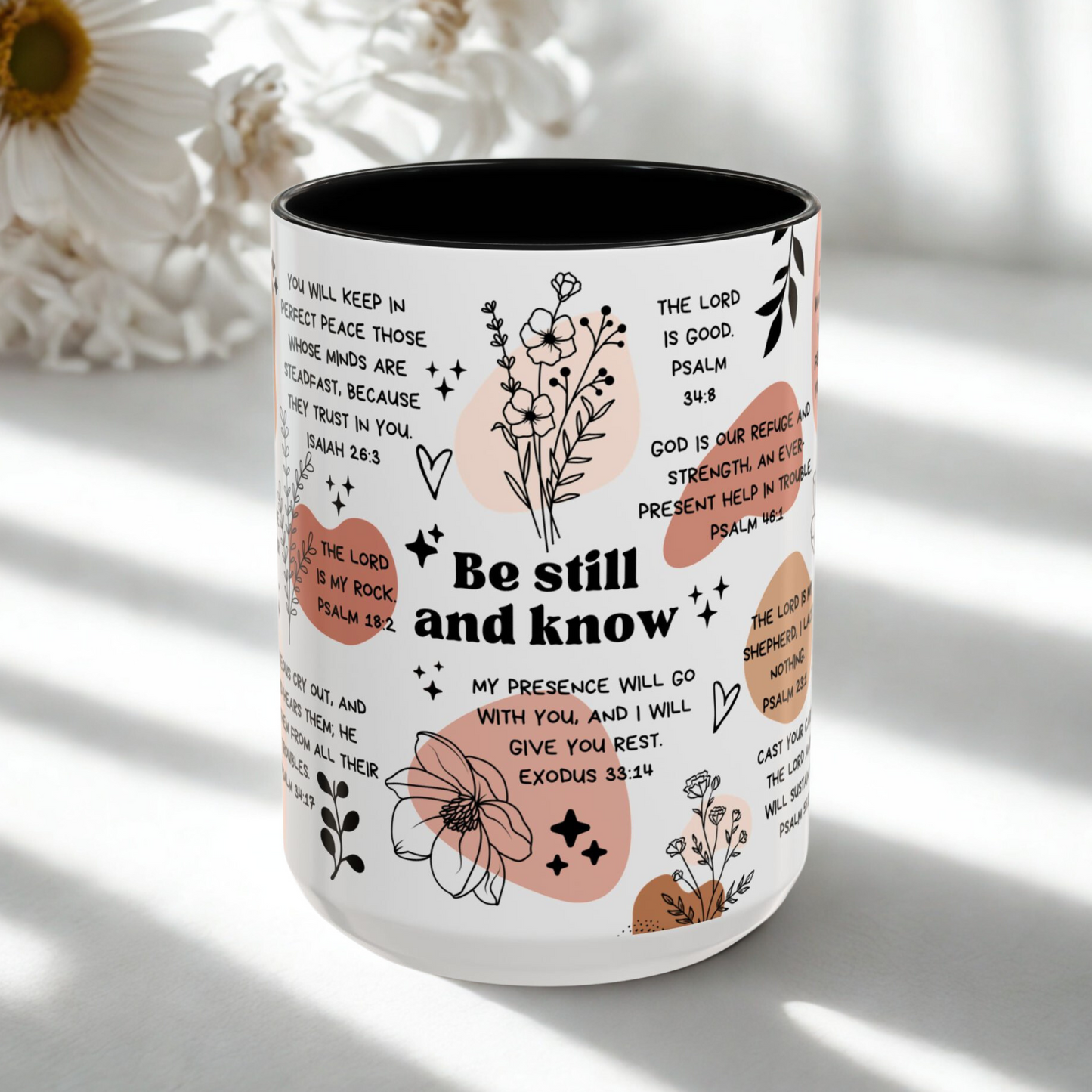 Be Still and Know Mug - Christian Affirmations Bible Verse Mug - Mental Health Gift for Overthinkers - Daily Reminders Mug