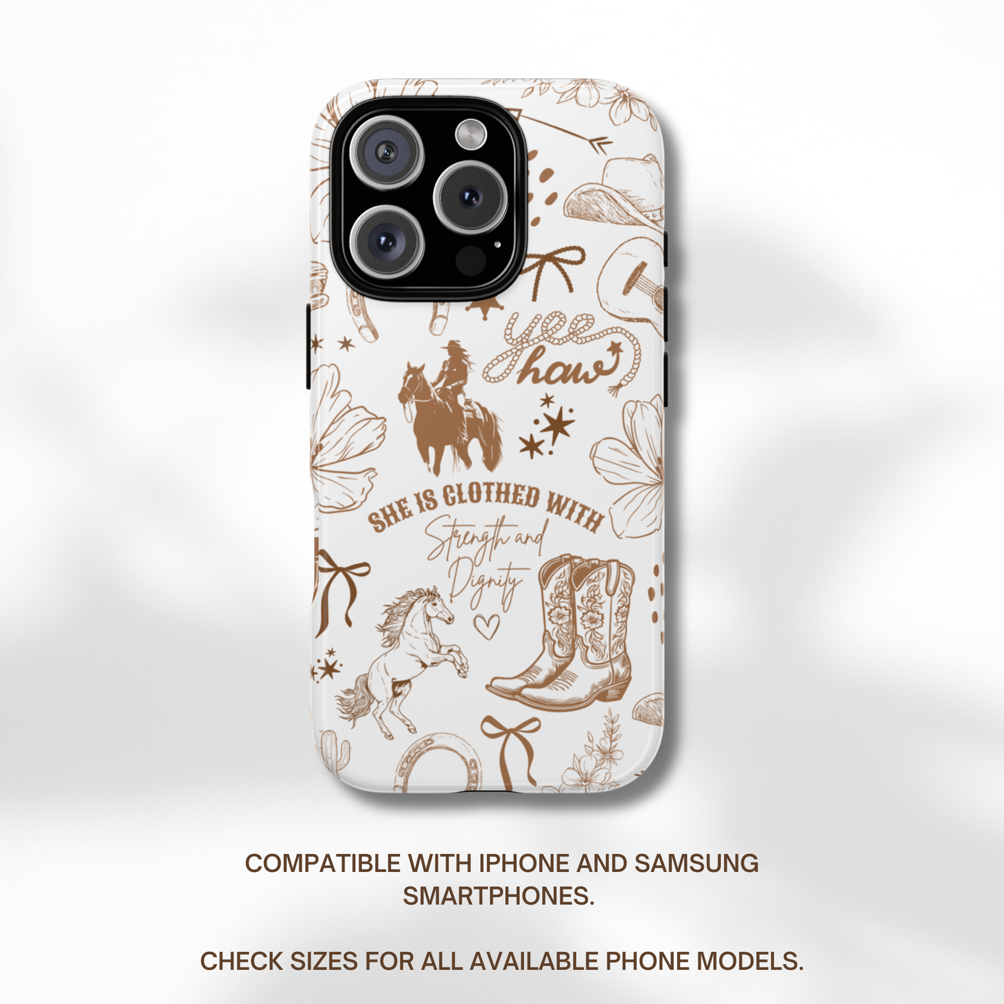Christian Western Phone Case with Bible Verse Compatible with iPhone 16 15 14 13 Plus Pro Max Samsung Pixel Religious Christian Gift for Wife Sister Teenager