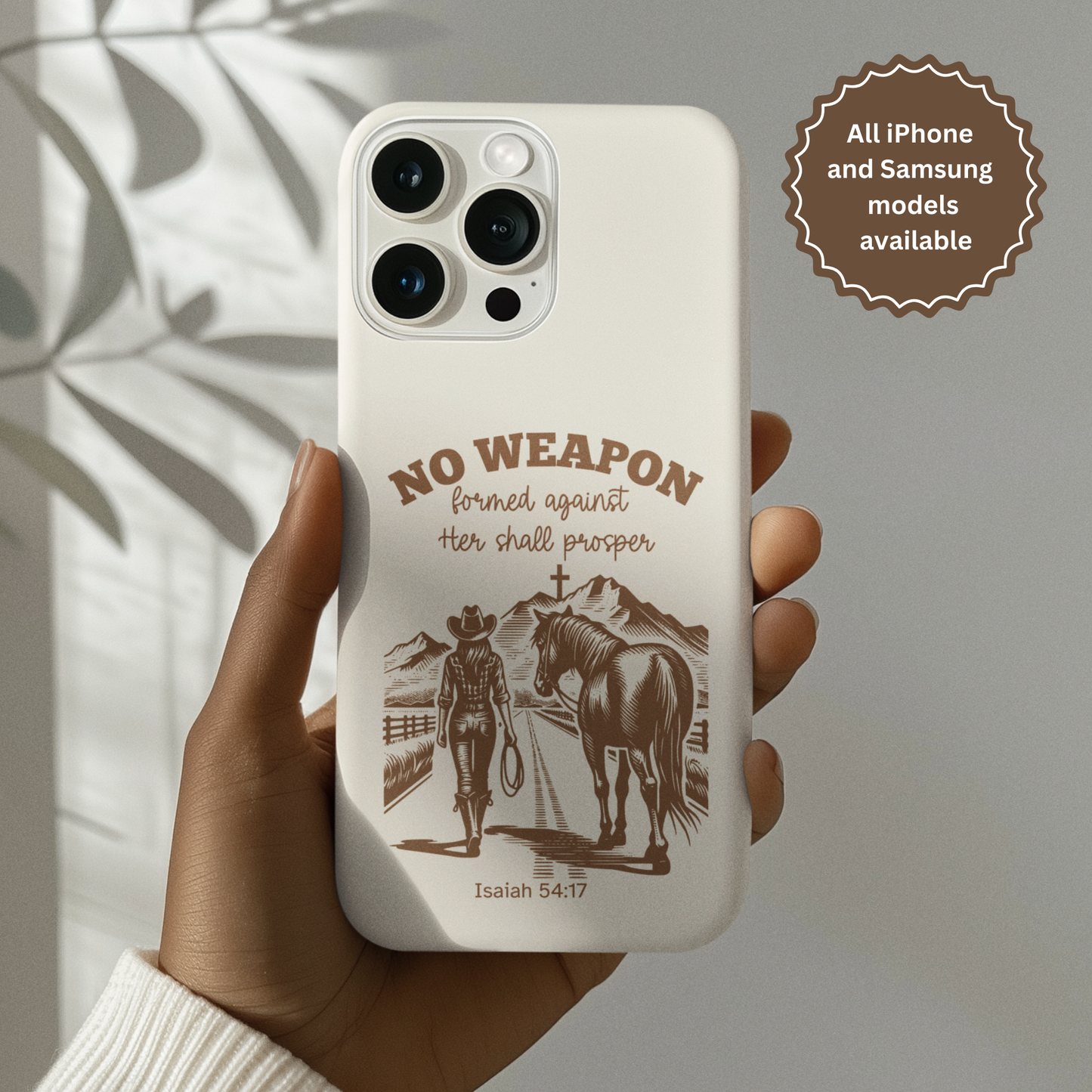 Christian Western Phone Case with Bible Verse Compatible with iPhone 16 15 14 13 Plus Pro Max Samsung Pixel Religious Christian Gift for Wife Sister Teenager