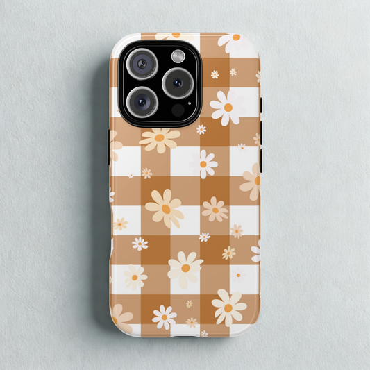 Tough Phone Case - Daisy Flowers Fall Preppy Autumn Gingham Cover Gift for Sister or Girl Friend