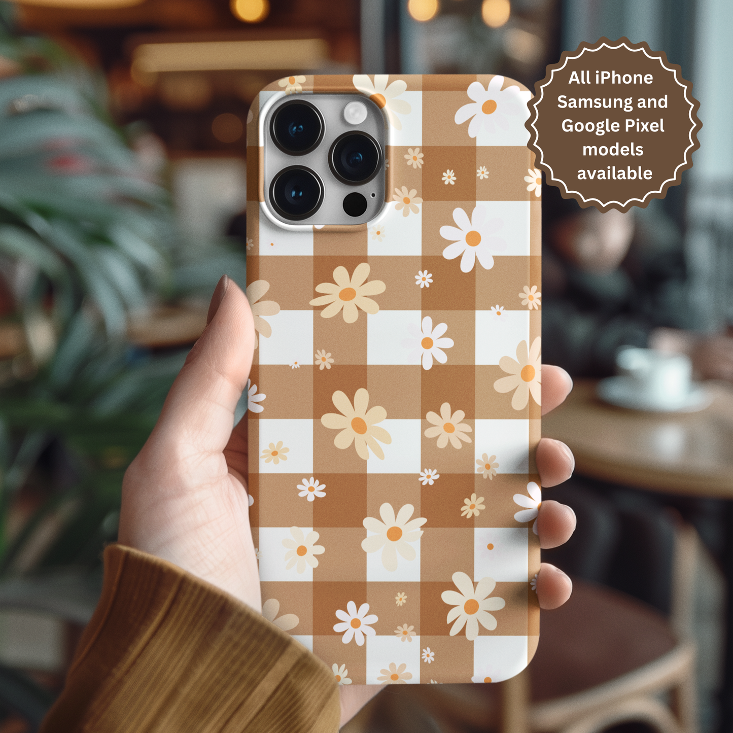 Tough Phone Case - Daisy Flowers Fall Preppy Autumn Gingham Cover Gift for Sister or Girl Friend