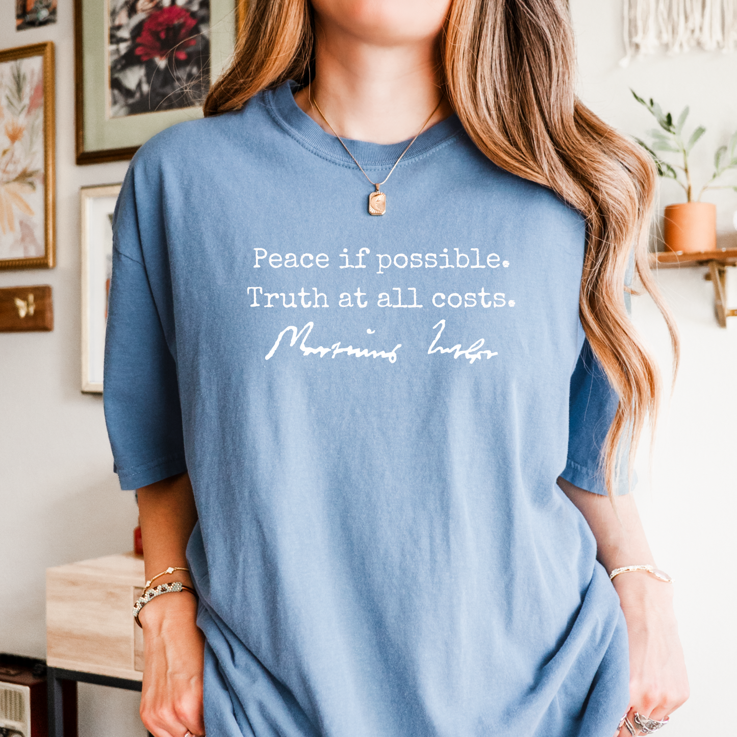 Martin Luther T-shirt Quote Peace if Possible Truth at All Costs - Protestant Shirt - Reformed Theology History Teacher Gift - Lutheran Reformation Day crewneck