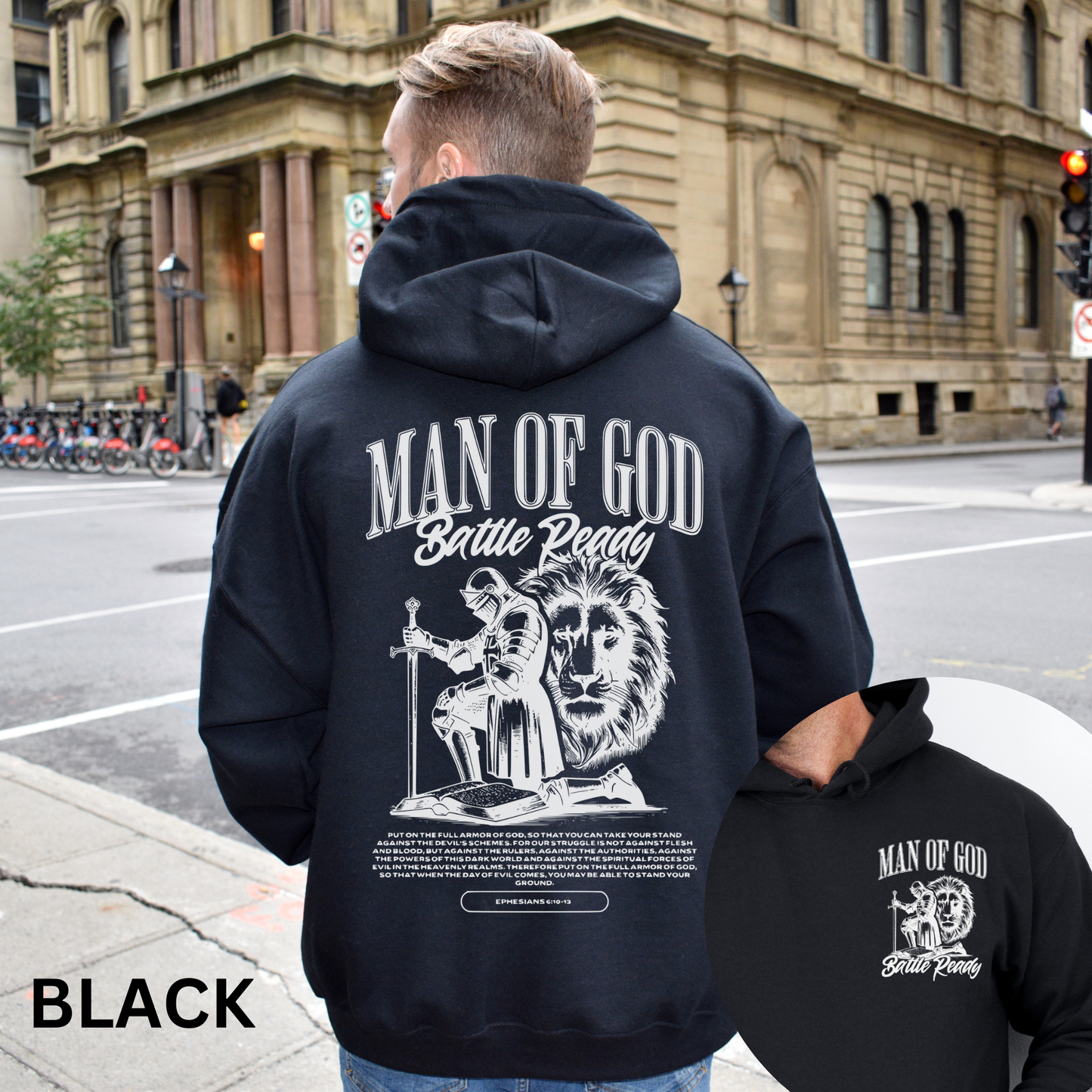 Man of God Hoodie and Sweatshirt - Armor of God Ephesians 6 Bible Verse Graphic tee - Religious gift for Men - Christian clothing
