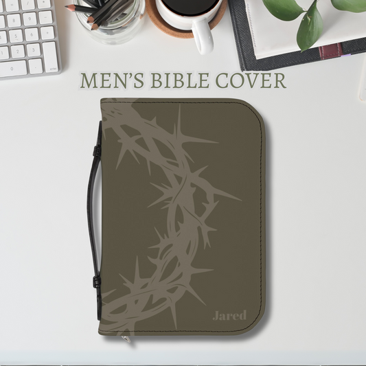 Custom Name Bible Cover for Men, Christian Gift Idea for Birthdays or Fathers Day, Leather Bible Case with Zipper, Traveling Bible Bag.
