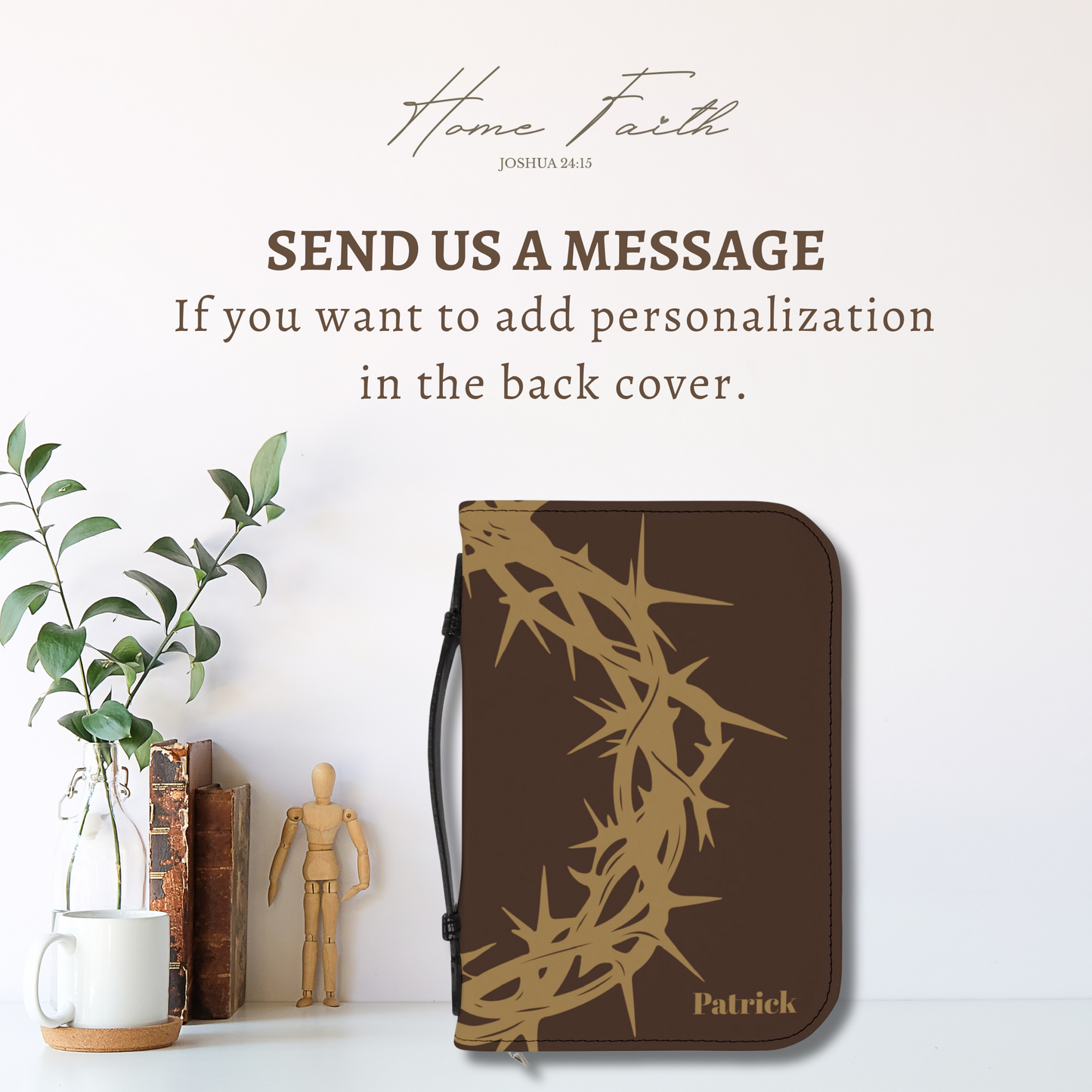 Custom Name Bible Cover for Men, Christian Gift Idea for Birthdays or Fathers Day, Leather Bible Case with Zipper, Traveling Bible Bag.