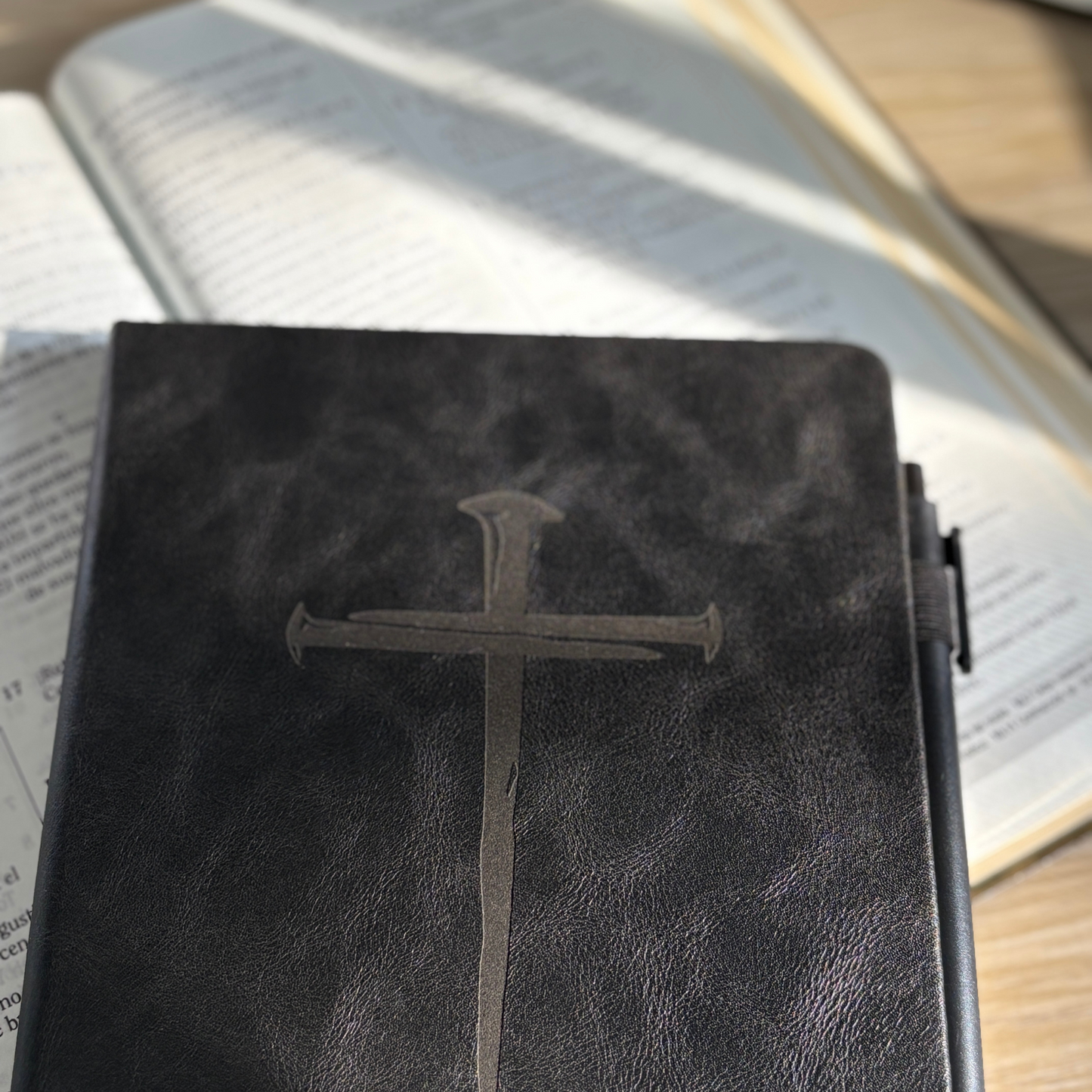 Custom Name Journal for Men - Engraved Nail Cross Bible Study Notebook - Christian Gift Ideas for Men